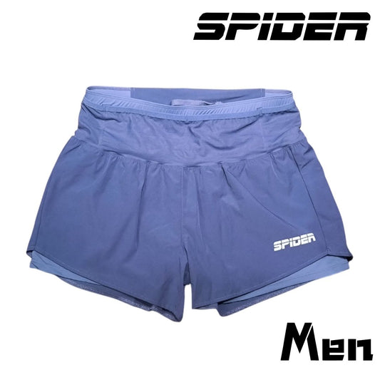 SPIDER -【Men】2 in 1 Multiple Functional Running Shorts - Slate Blue