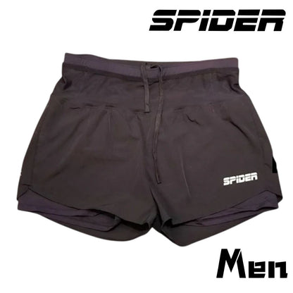SPIDER -【Men】2 in 1 Multiple Functional Running Shorts - Black