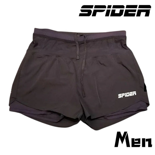 SPIDER -【Men】2 in 1 Multiple Functional Running Shorts - Black