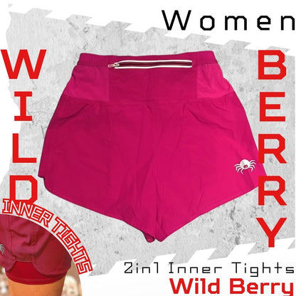 SPIDER -【女裝】2 in 1 Multiple Functional Running Shorts - 野莓紅